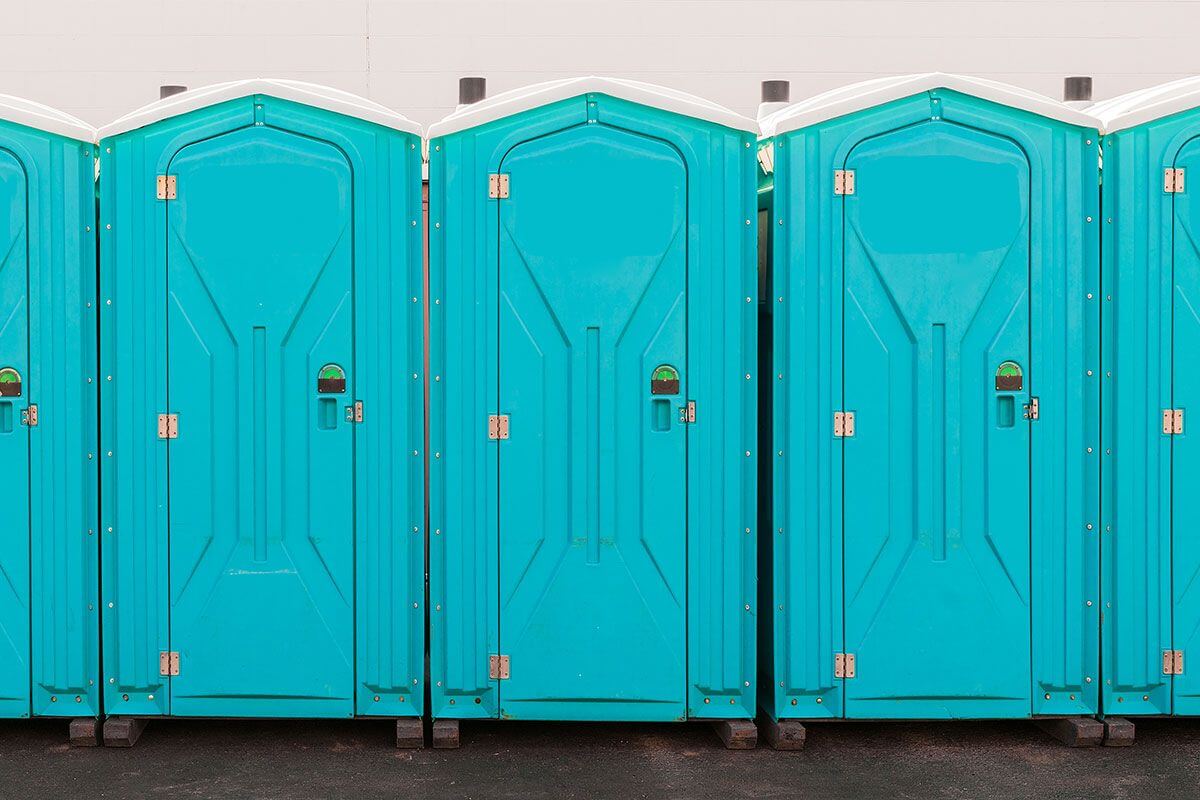 Industrial portable restroom units at a plant in El Centro, California