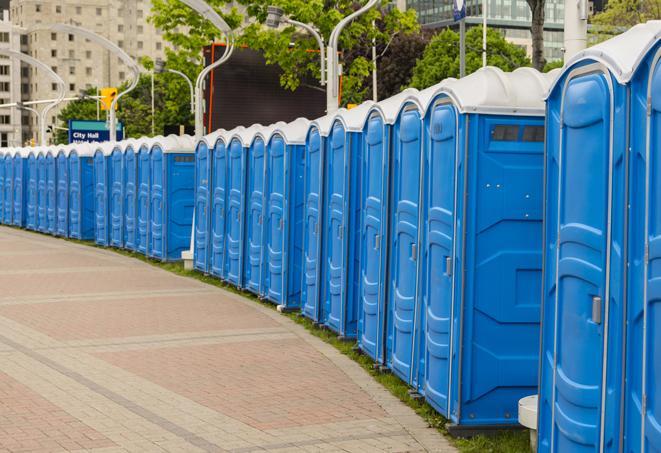 Seasonal porta potty units set up at a El Centro, California venue