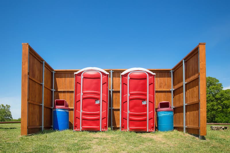 Short-term porta potty units staged for delivery in El Centro, California